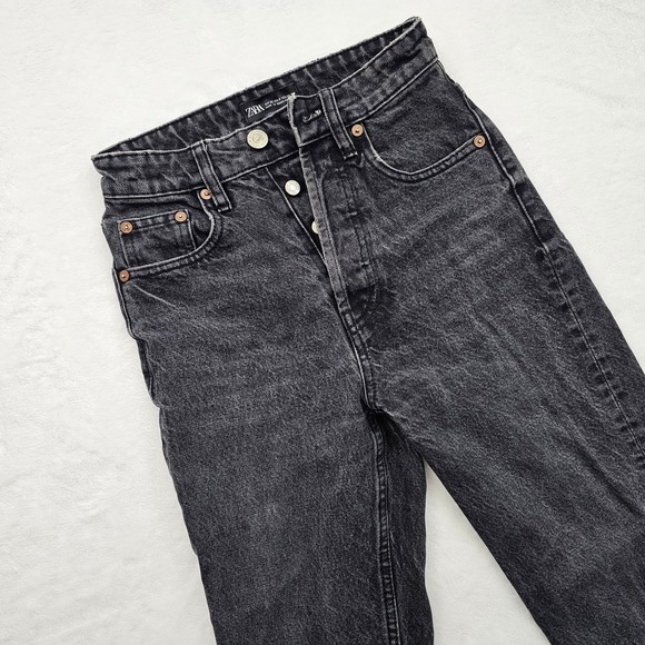 Zara Denim - Zara Jeans Womens Size 0 Fay Hem High RIse Denim Button Fly Emo Punk Grunge
